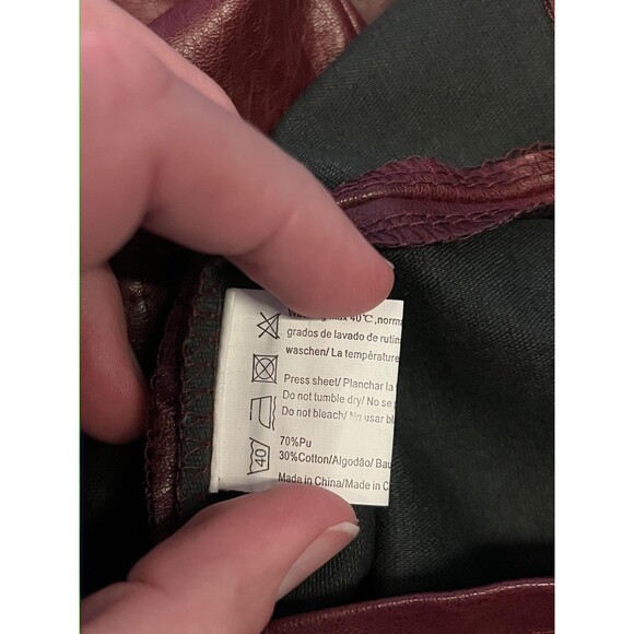 Zeagoo Skirt Womens Large Burgundy Faux Leather Mini Zip Back Lined Bodycon - Picture 4 of 5